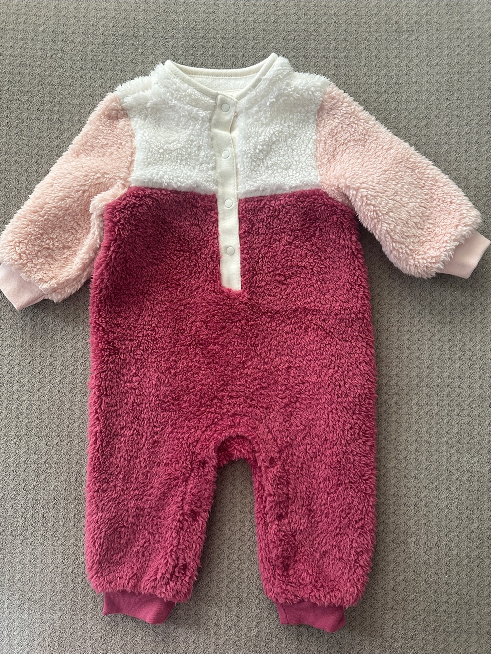 Cat & Jack Plush Colorblock Footie in Berry, Pink & White
